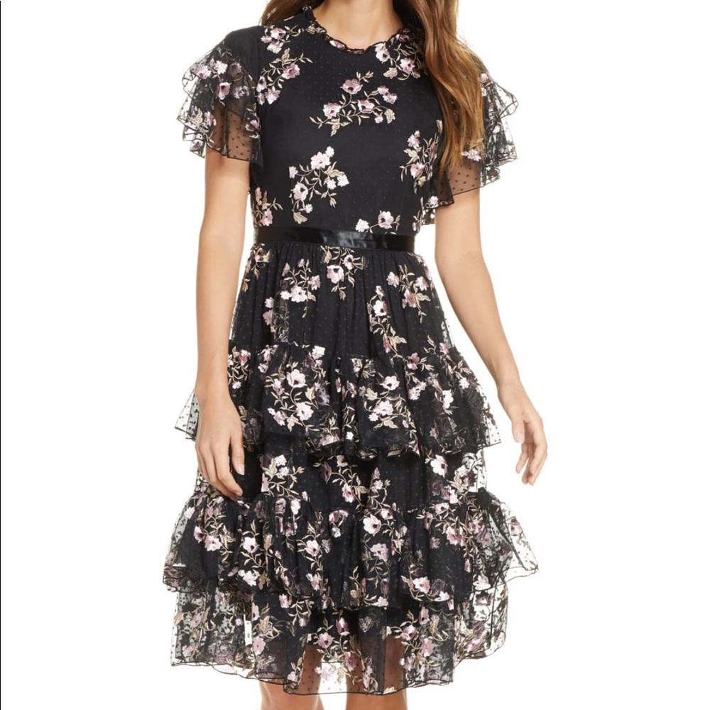 Rachel Parcell Embroidered Tiered Dress